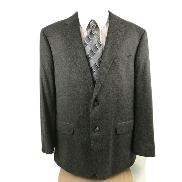 Jos.A.Bank Suit Jacket Men's Size 46R 2 Button Gray Herringbone Velour 5K7 - Picture 1 of 9